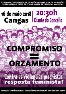 O feminismo exixirá mañá en Cangas orzamentos para a violencia de xénero