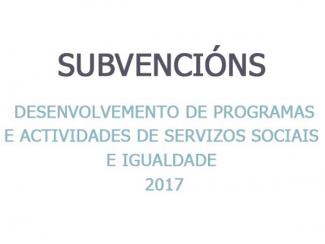 Subvencións para o Desenvolvemento de Programas e Actividades de Servizos Sociais e Igualdade