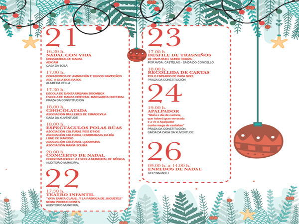 Aprázanse as actividades da Programación de Nadal do venres 21