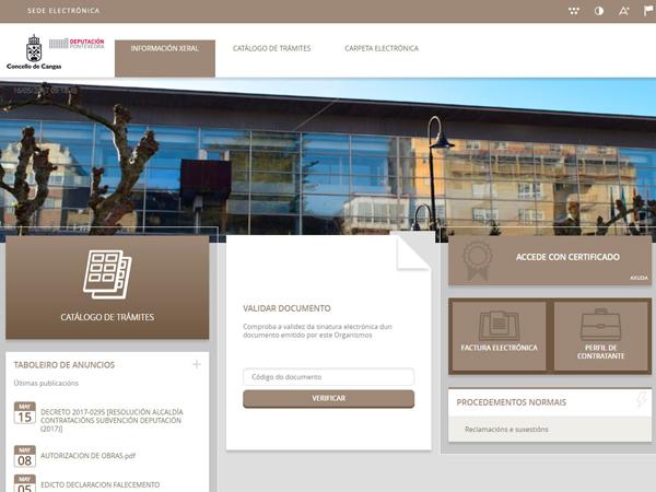Éxito na implantación da sede electrónica do Concello de Cangas