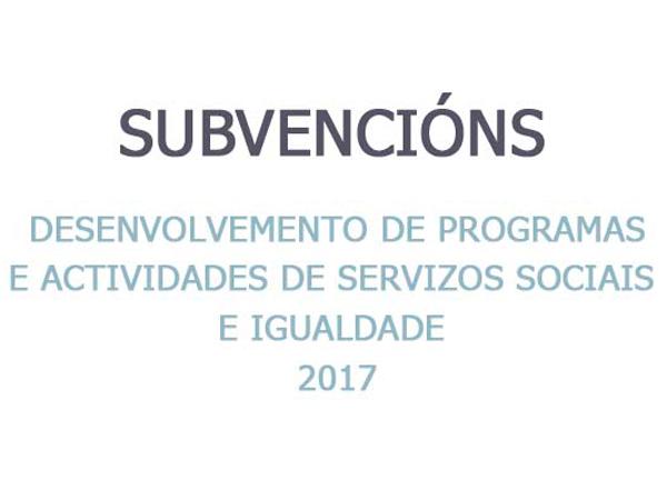 Subvencións para o Desenvolvemento de Programas e Actividades de Servizos Sociais e Igualdade