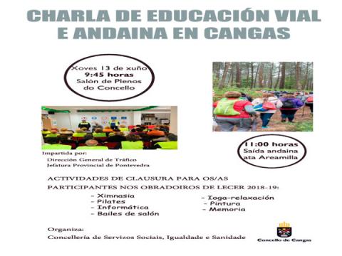 Charla de educación vial e andaina en Cangas