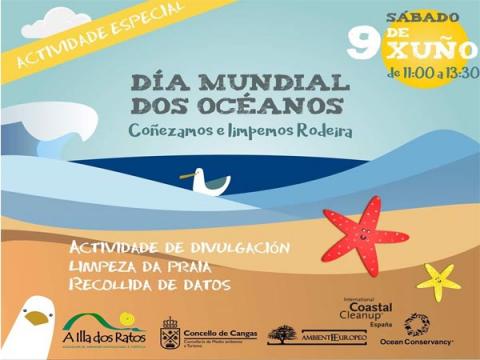 Recollida de residuos na praia de Rodeira