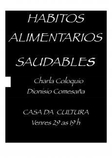 Cartel charla de hábitos alimentarios saludables