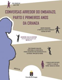 Cartel  Conversas arredor do embarazo, parto e primeiros anos da crianza
